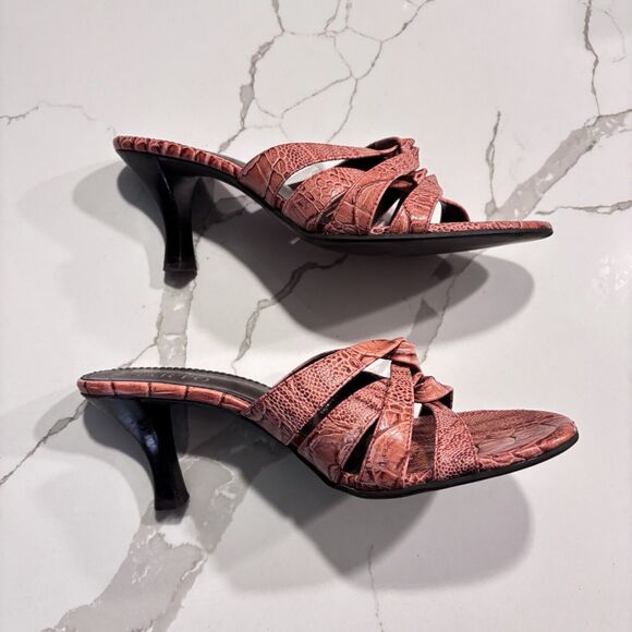 Franco Sarto Coral Snake Embossed Slide Slip on Sandals Heels Women's Size 8M - Picture 3 of 12